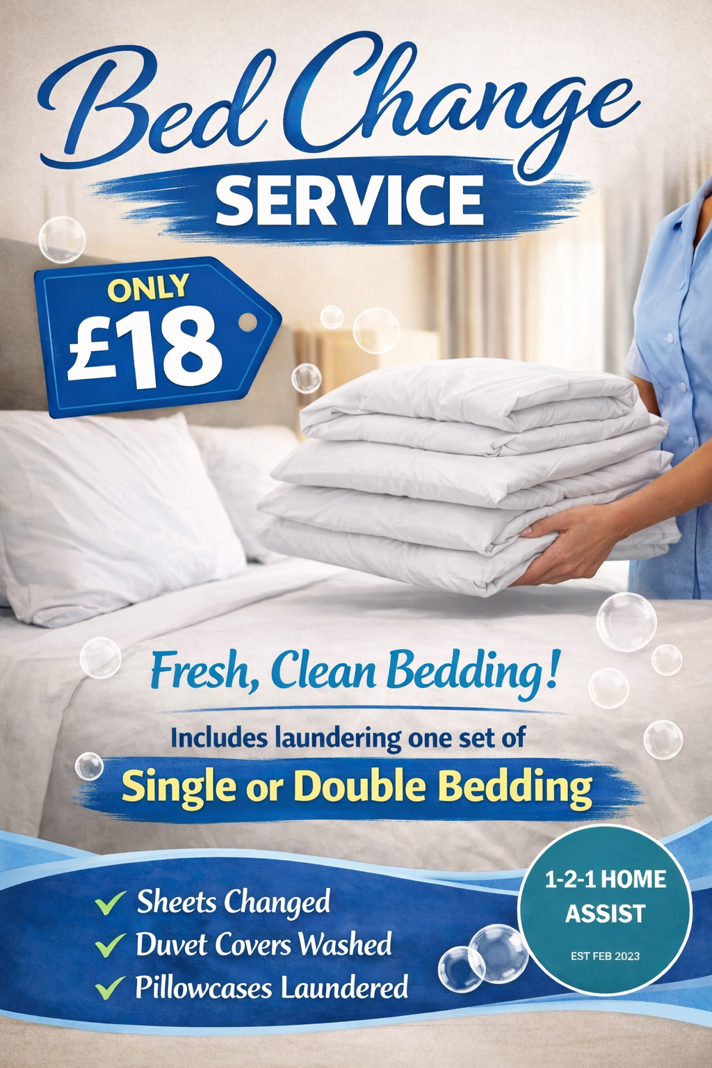 Bed Change Service promotional flyer